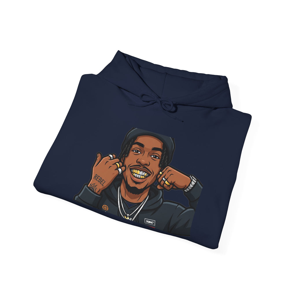 Graphic Hoodie — Smiling Cartoon Portrait Sweatshirt