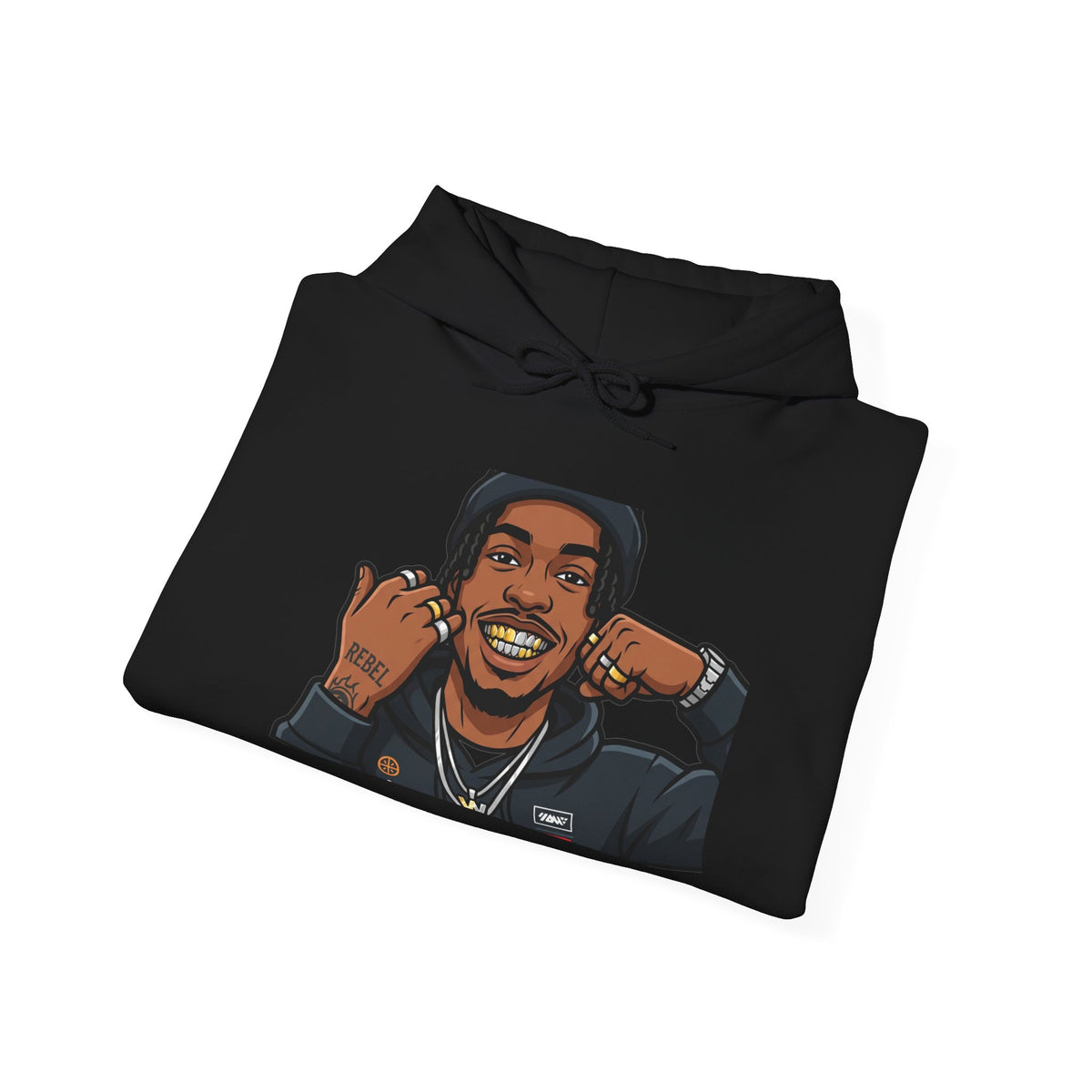 Graphic Hoodie — Smiling Cartoon Portrait Sweatshirt
