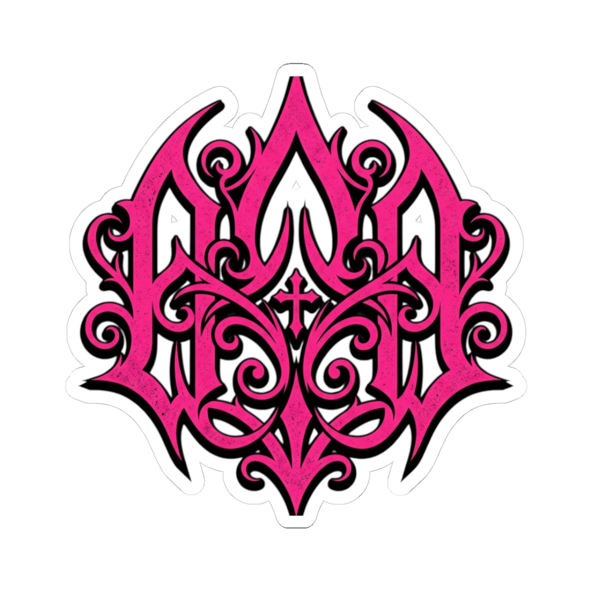 Pink Ornate Monogram Sticker — Kiss-Cut Decorative Laptop Decal