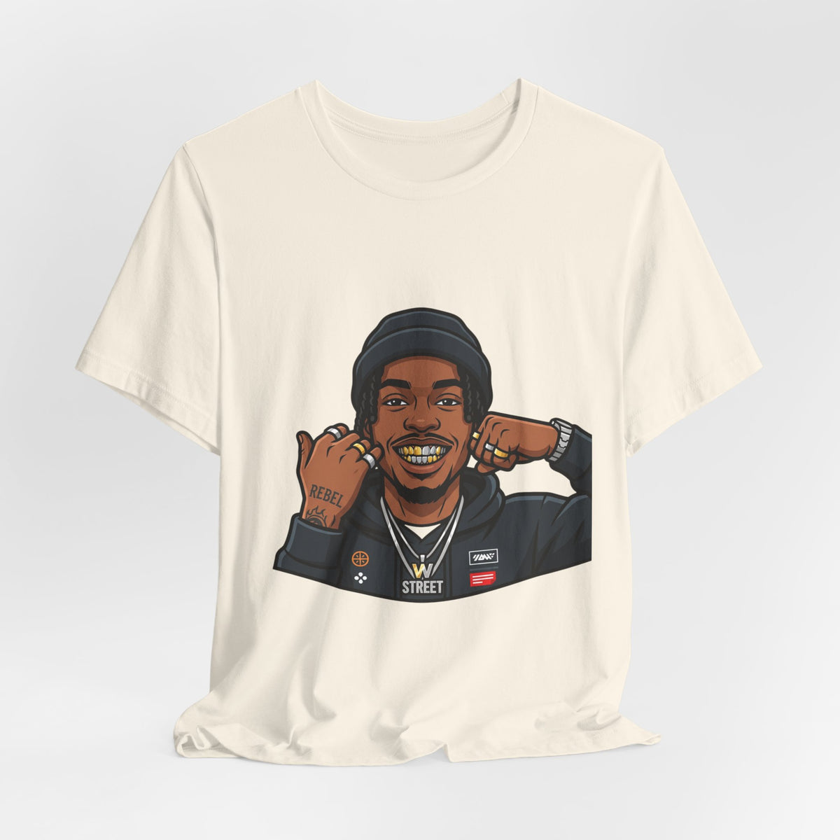 Graphic Tee — Smiling Streetwear Portrait T-Shirt