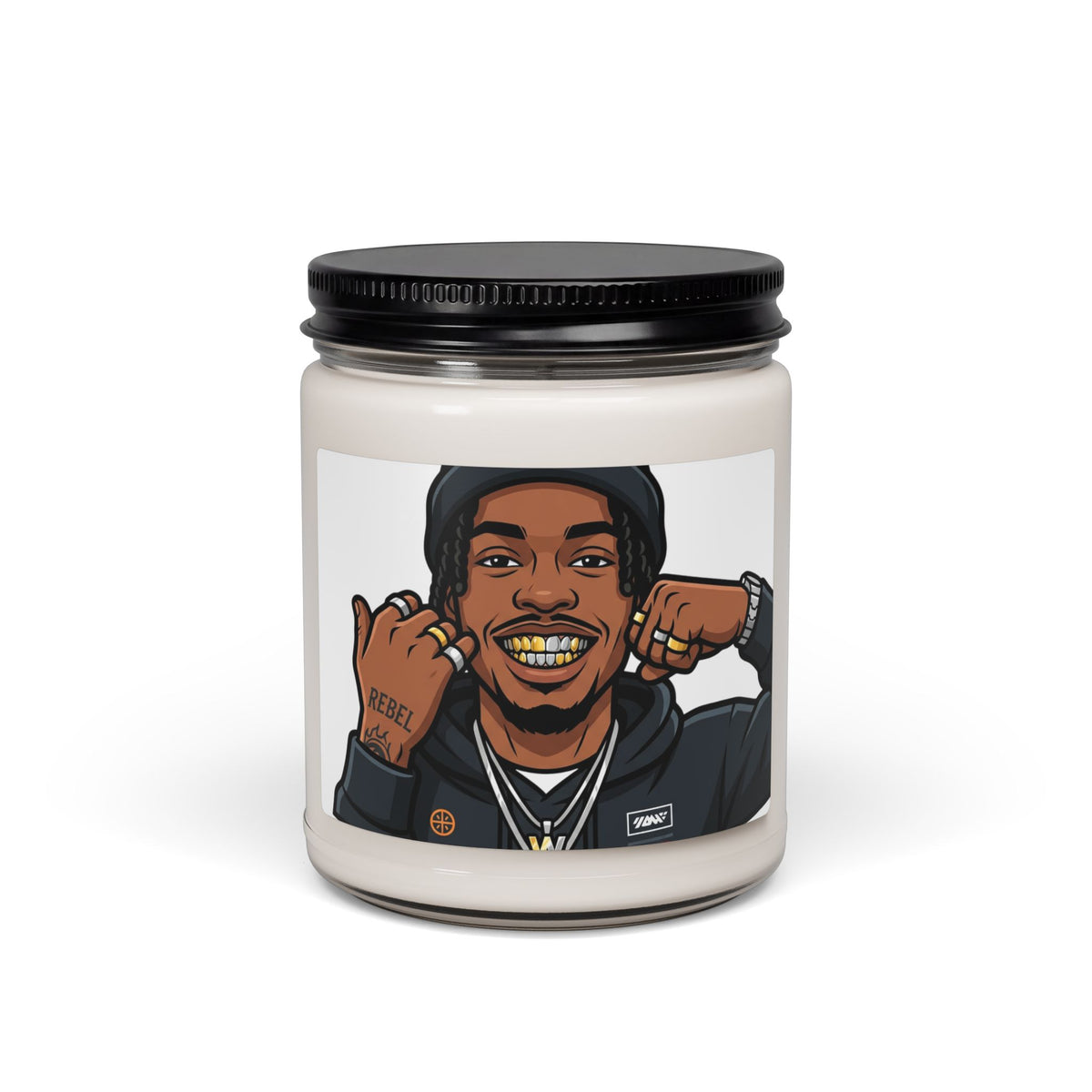 9oz Scented Soy Candle — Gold Grill Portrait Jar Candle (Hip-Hop Inspired)