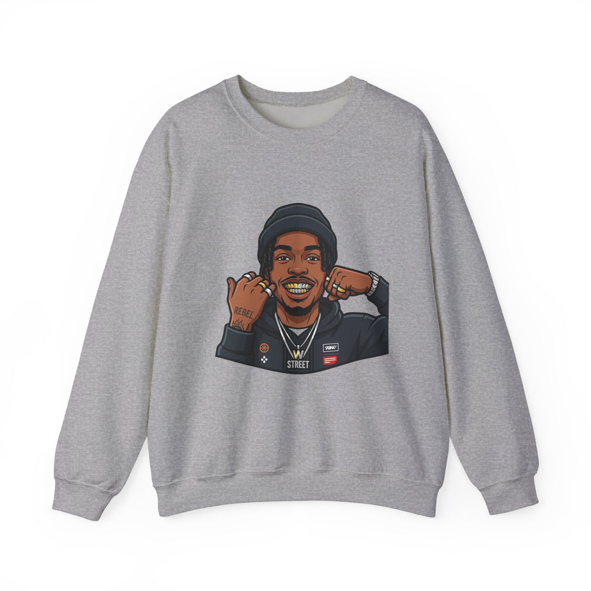 Graphic Crewneck Sweatshirt — Urban Portrait Illustration
