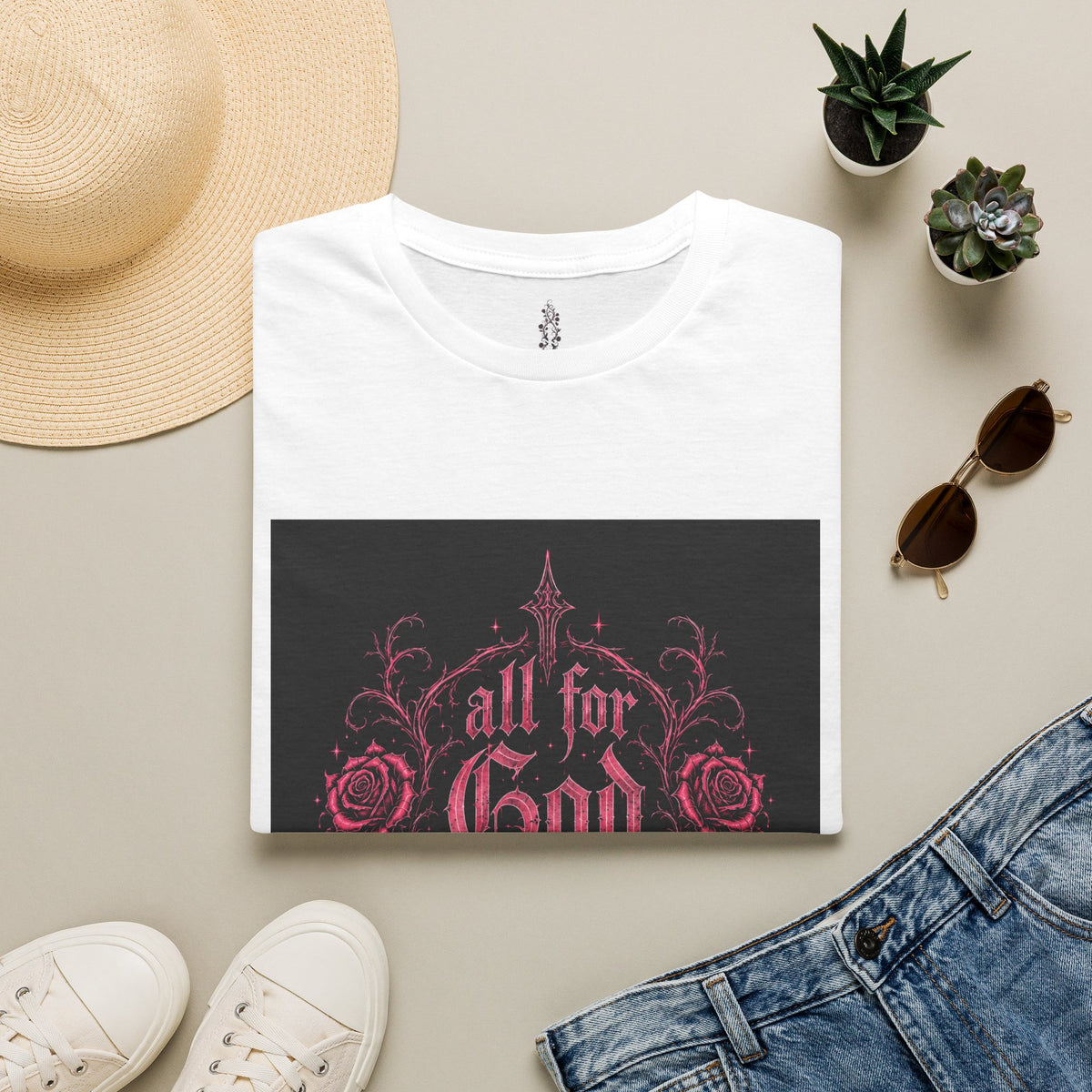 All For God T-Shirt — Gothic Rose Faith Tee