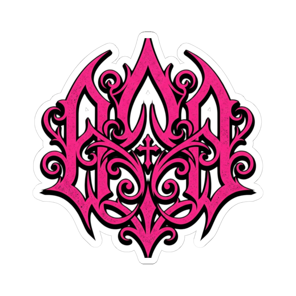 Pink Ornate Monogram Sticker — Kiss-Cut Decorative Laptop Decal