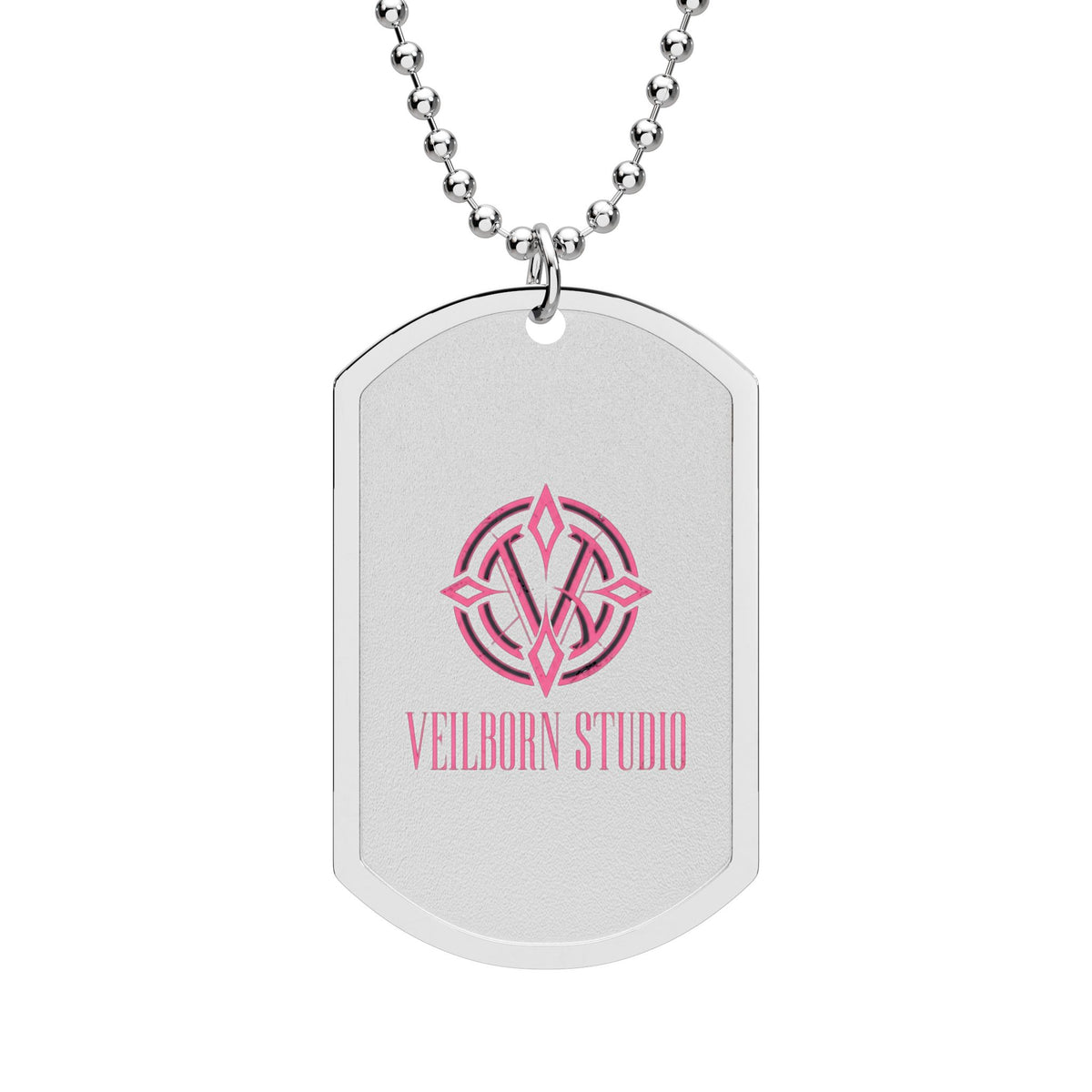 Gold/Silver Logo Dog Tag Necklace — Veldmin Studio Engraved Pendant