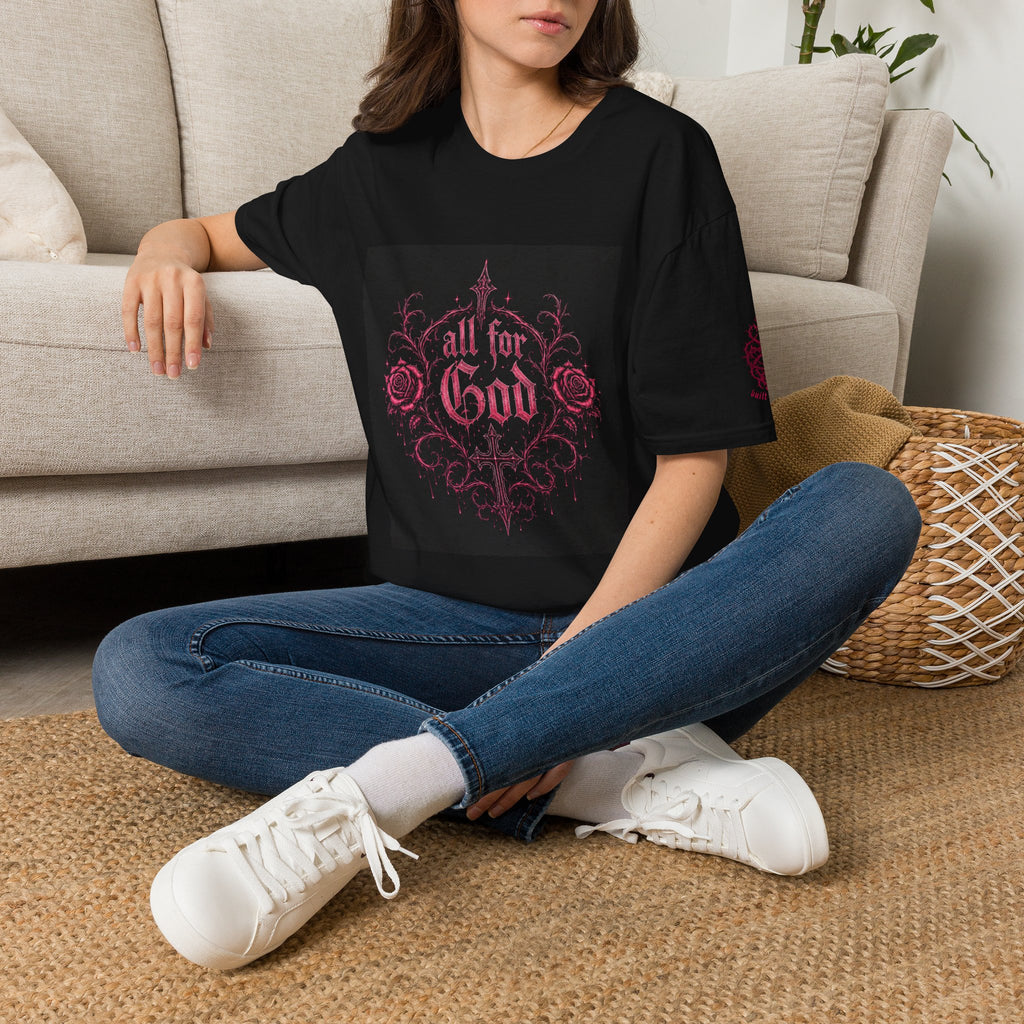 All For God T-Shirt — Gothic Rose Faith Tee