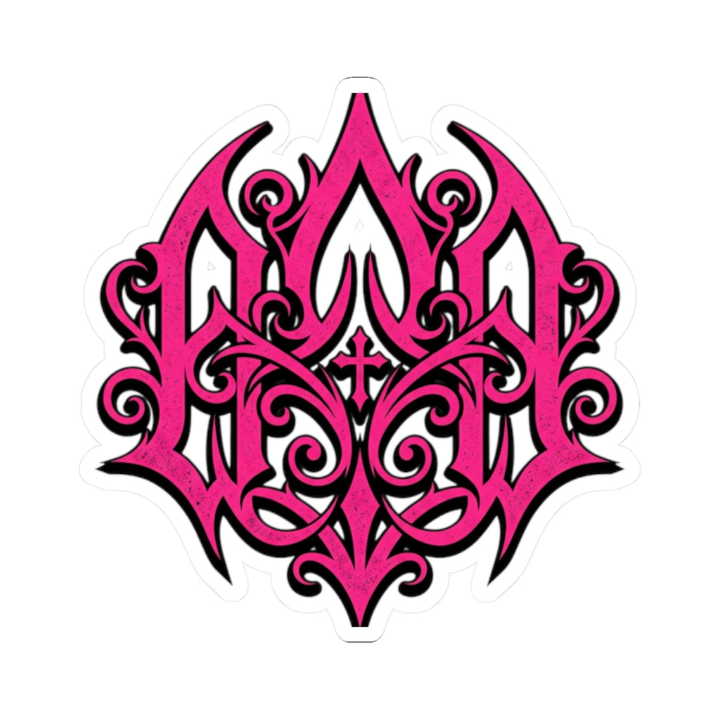 Pink Ornate Monogram Sticker — Kiss-Cut Decorative Laptop Decal