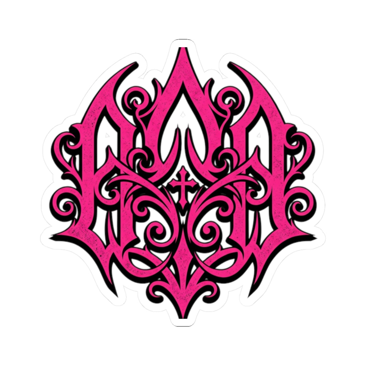 Pink Ornate Monogram Sticker — Kiss-Cut Decorative Laptop Decal