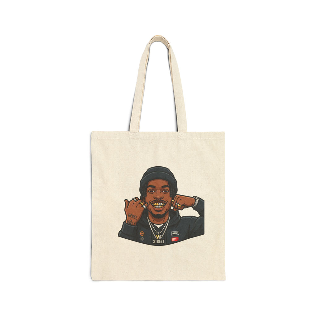 Canvas Tote Bag — Smiling Portrait Illustration Cotton Shopper