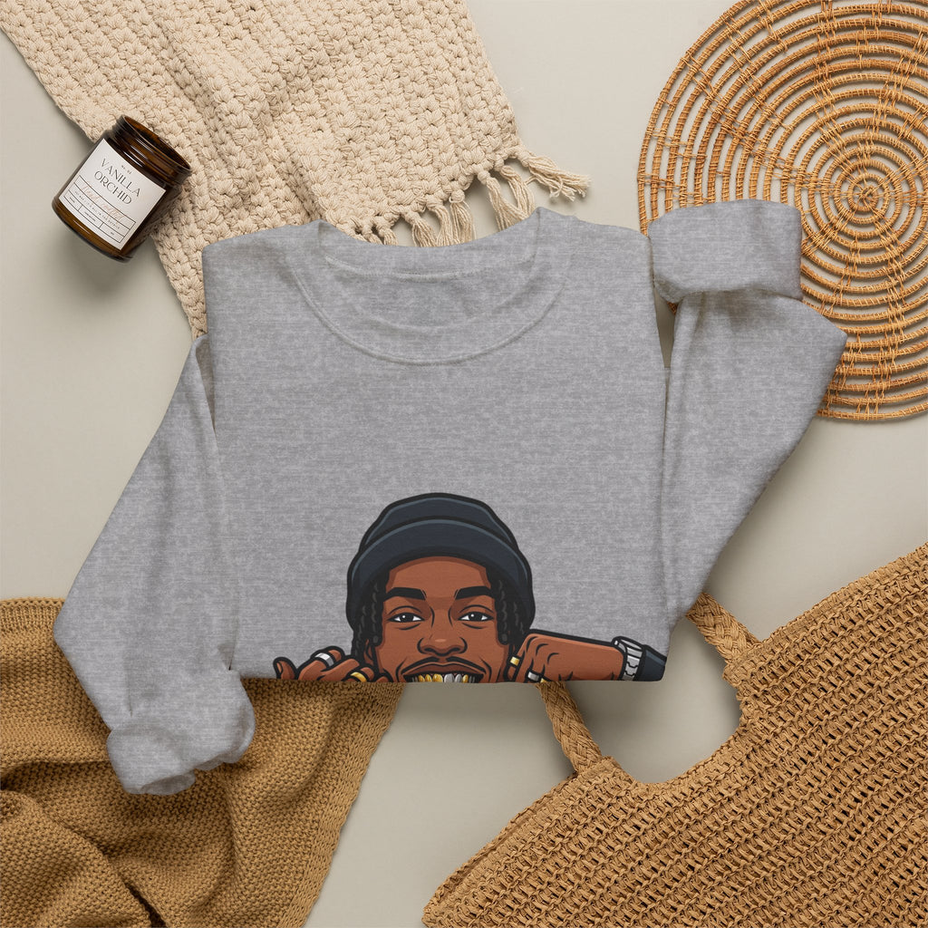 Graphic Crewneck Sweatshirt — Urban Portrait Illustration