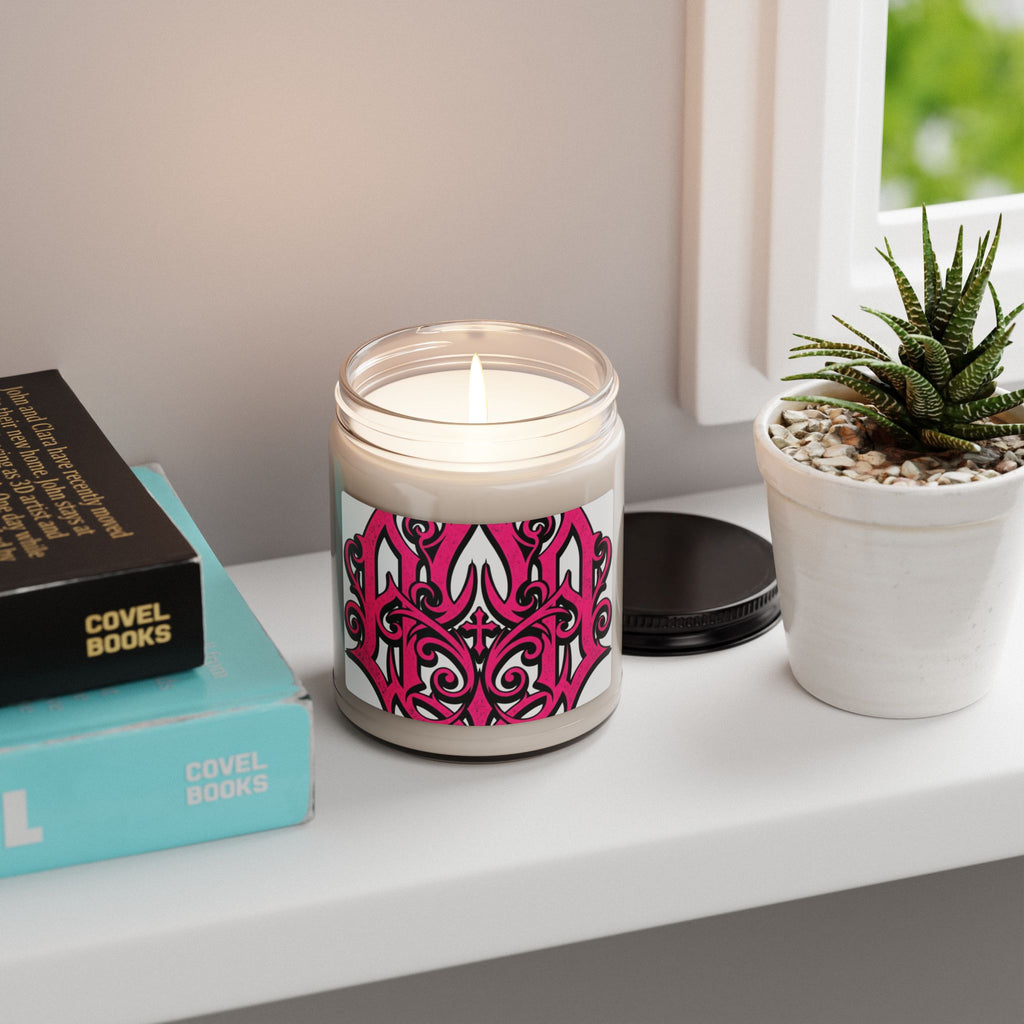 Pink Gothic Vine Soy Candle — 9oz Scented Jar