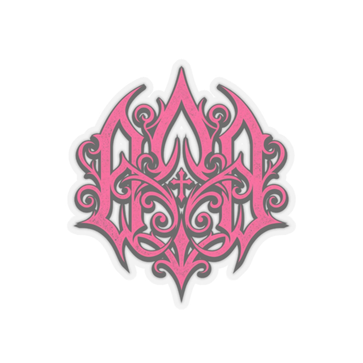 Pink Ornate Gothic Sticker — Kiss-Cut Decorative Laptop Decal