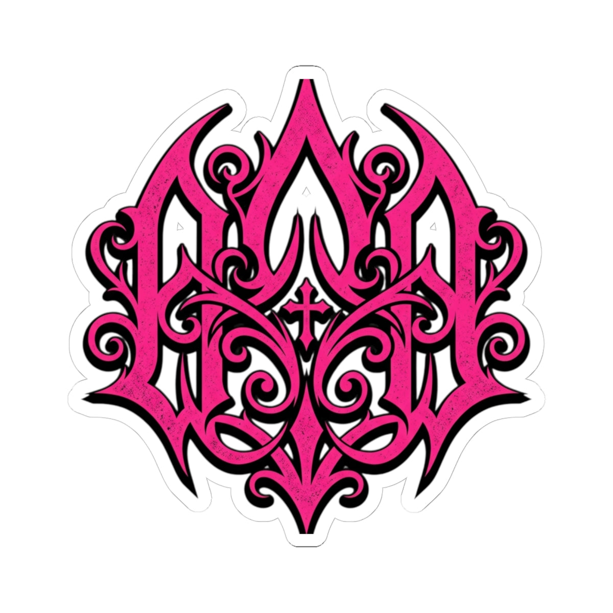 Pink Ornate Monogram Sticker — Kiss-Cut Decorative Laptop Decal