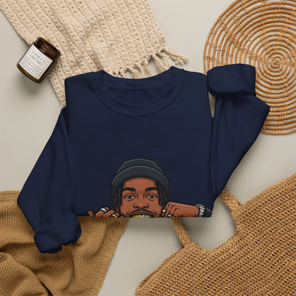 Graphic Crewneck Sweatshirt — Urban Portrait Illustration