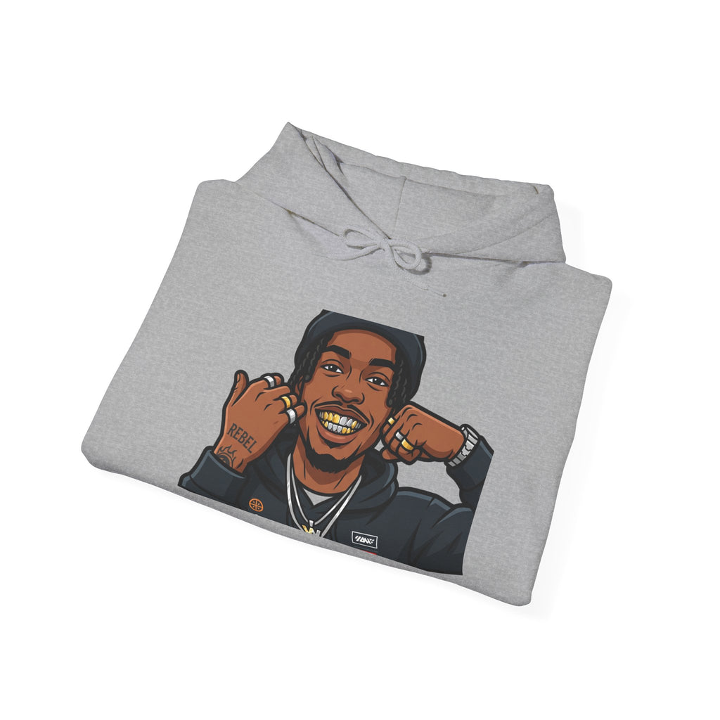 Graphic Hoodie — Smiling Cartoon Portrait Sweatshirt