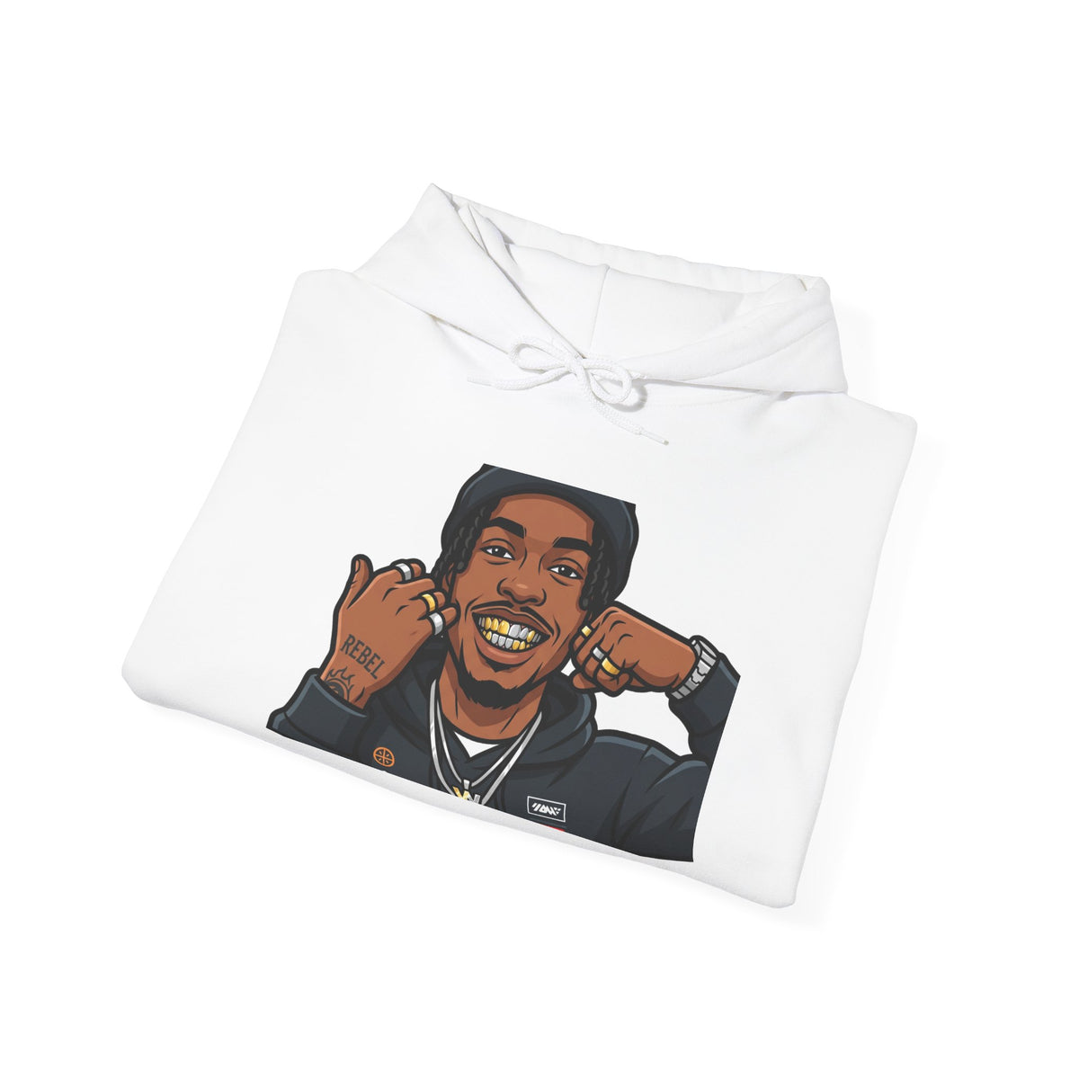 Graphic Hoodie — Smiling Cartoon Portrait Sweatshirt