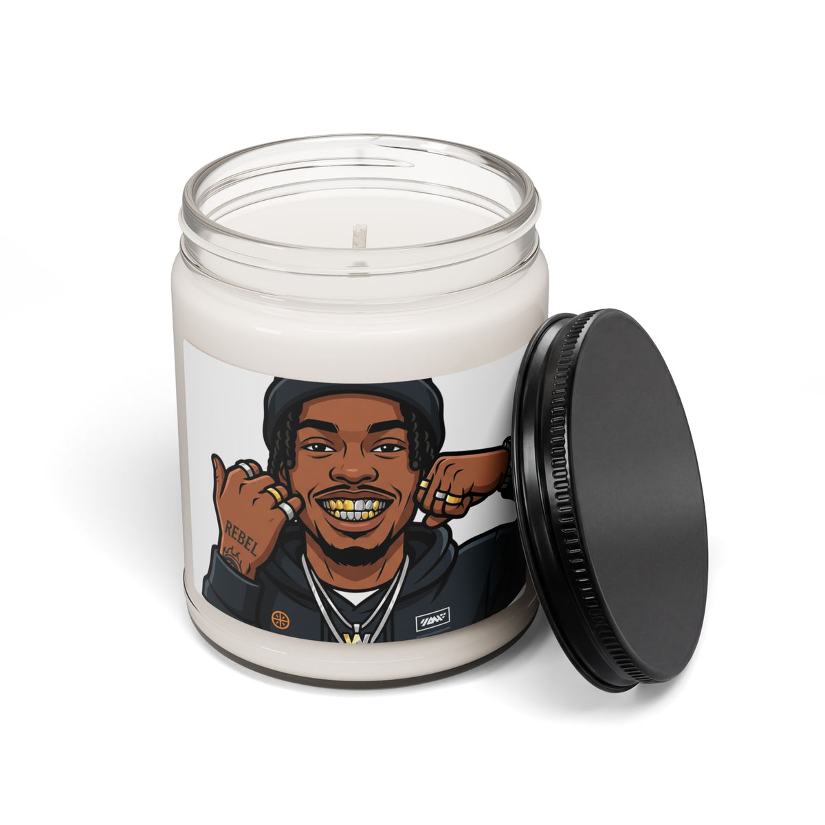 9oz Scented Soy Candle — Gold Grill Portrait Jar Candle (Hip-Hop Inspired)
