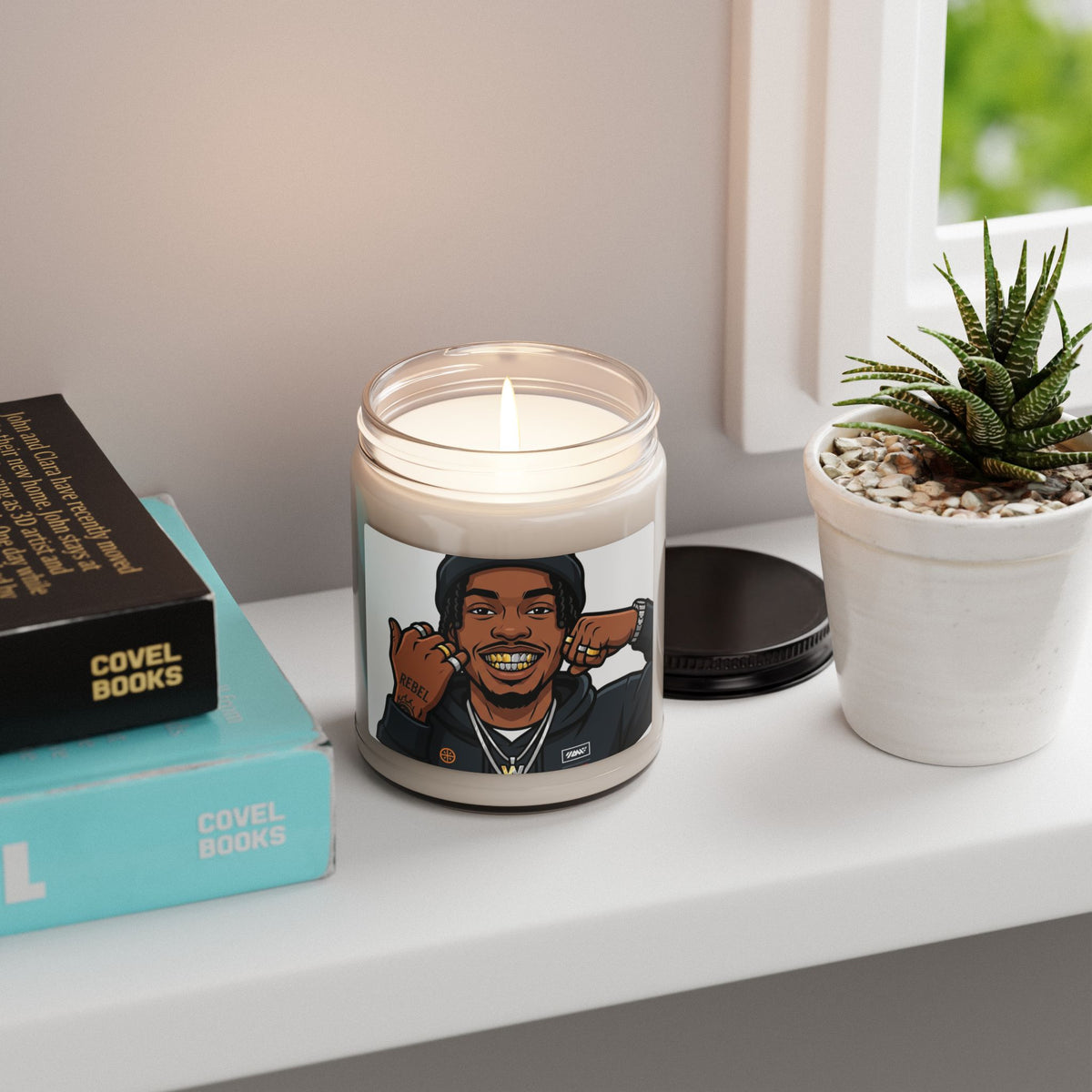 9oz Scented Soy Candle — Gold Grill Portrait Jar Candle (Hip-Hop Inspired)