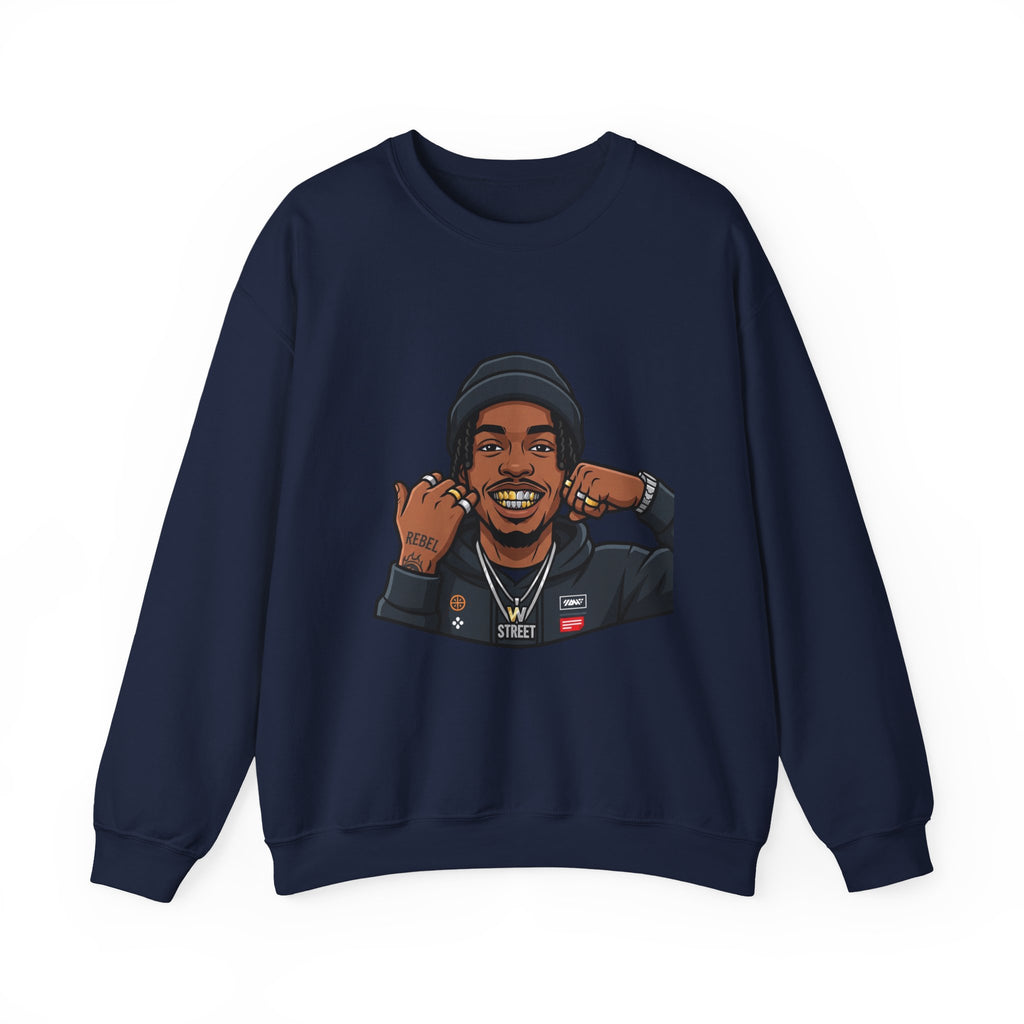 Graphic Crewneck Sweatshirt — Urban Portrait Illustration
