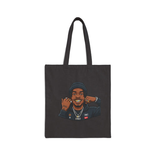 Canvas Tote Bag — Smiling Portrait Illustration Cotton Shopper