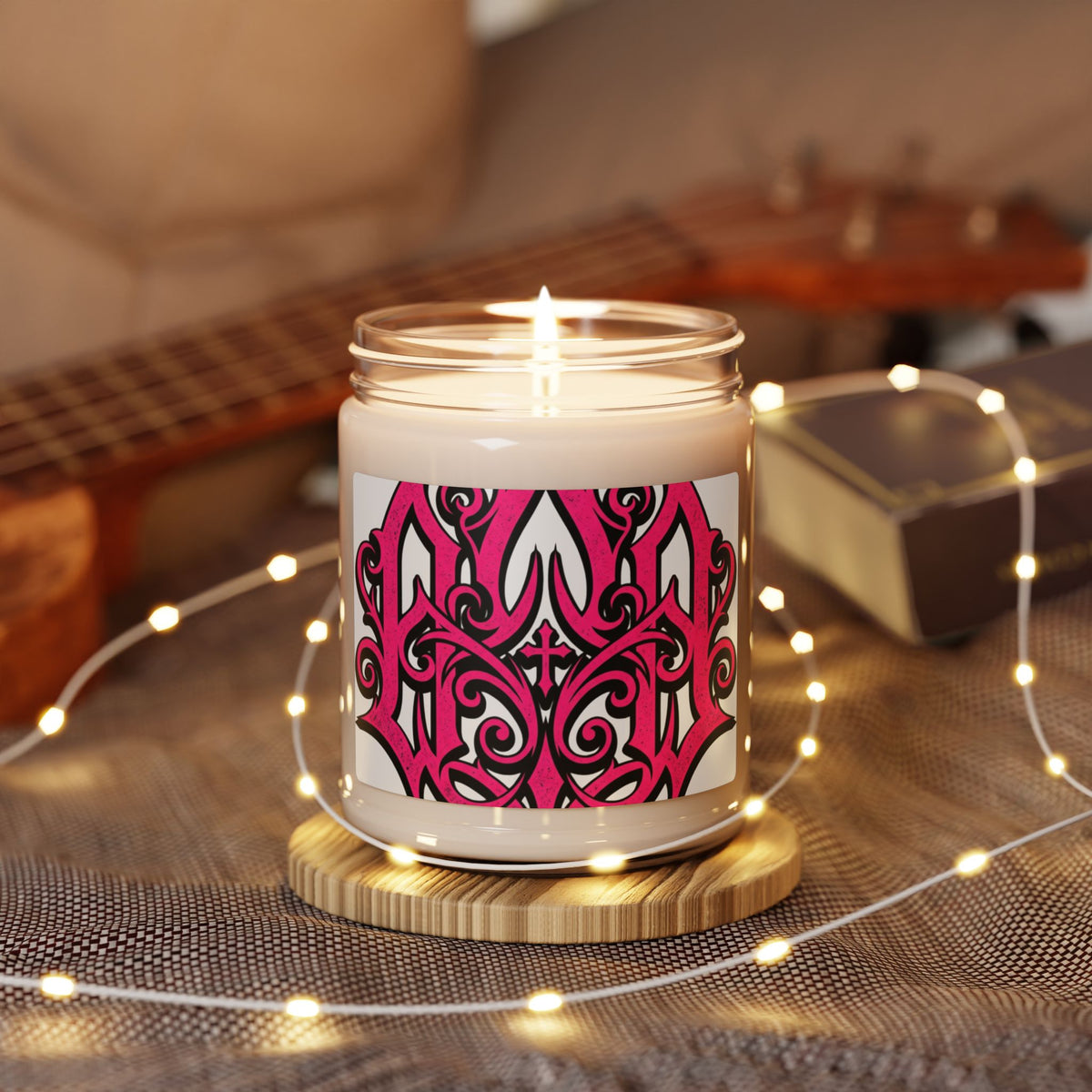 Pink Gothic Vine Soy Candle — 9oz Scented Jar