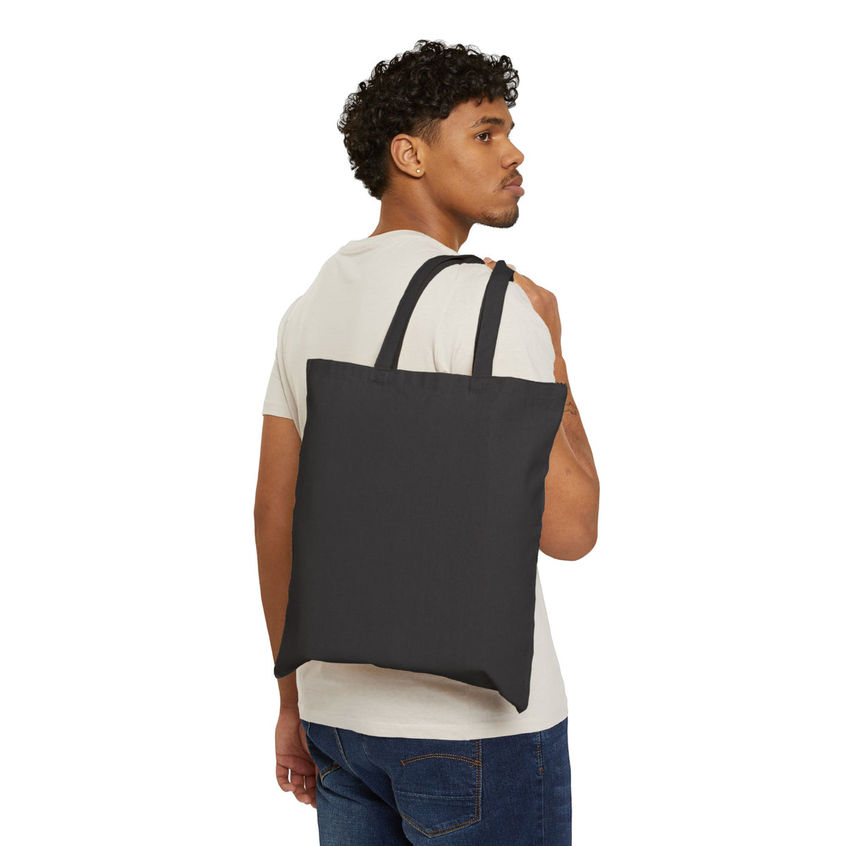Canvas Tote Bag — Smiling Portrait Illustration Cotton Shopper