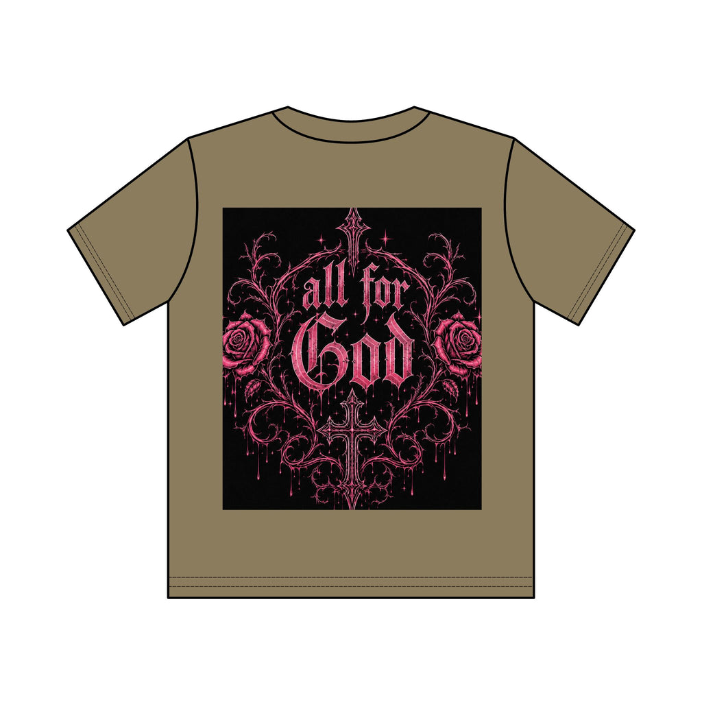 For God Does It All Vintage Wash Tee — Pink Cross Faith Graphic T-Shirt