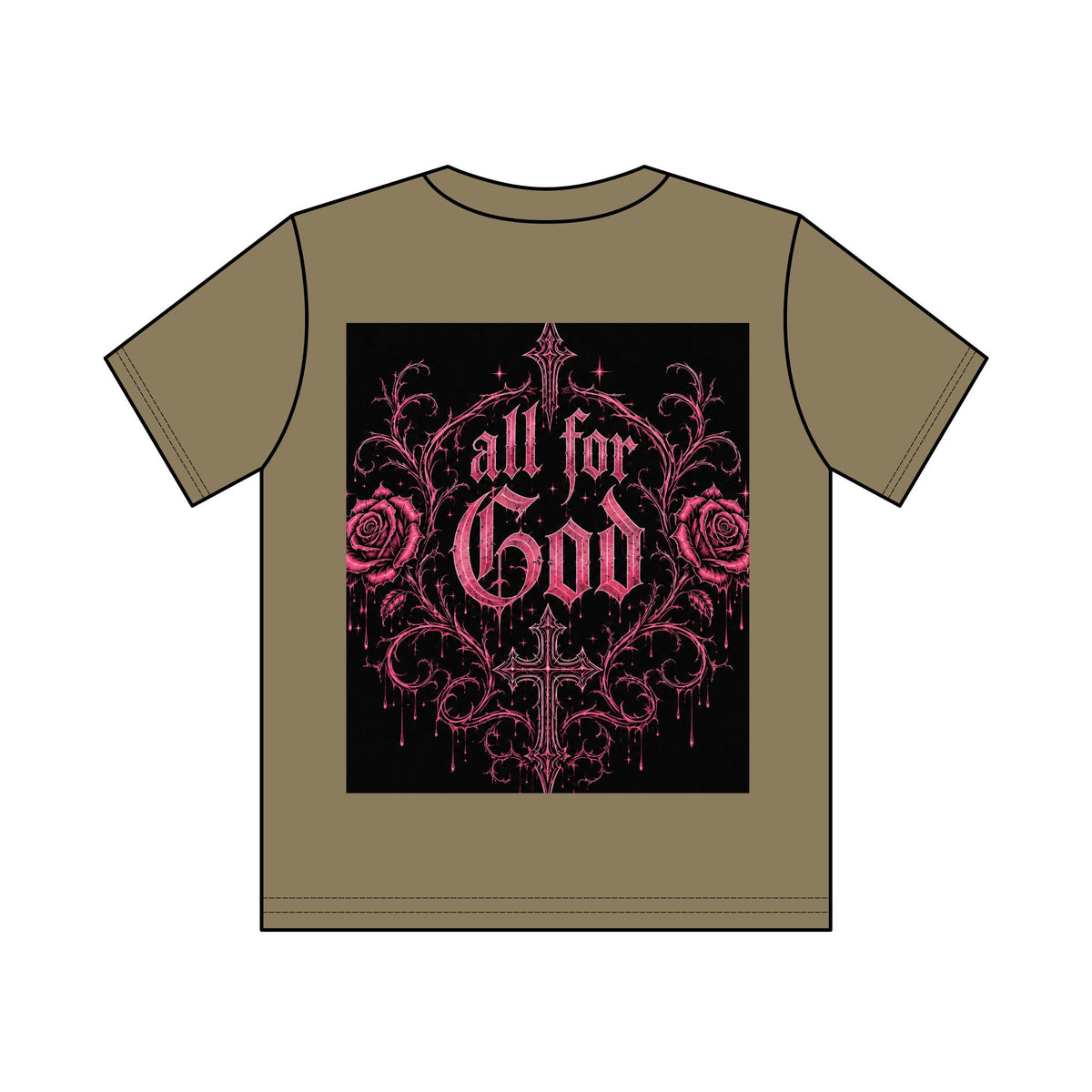 For God Does It All Vintage Wash Tee — Pink Cross Faith Graphic T-Shirt