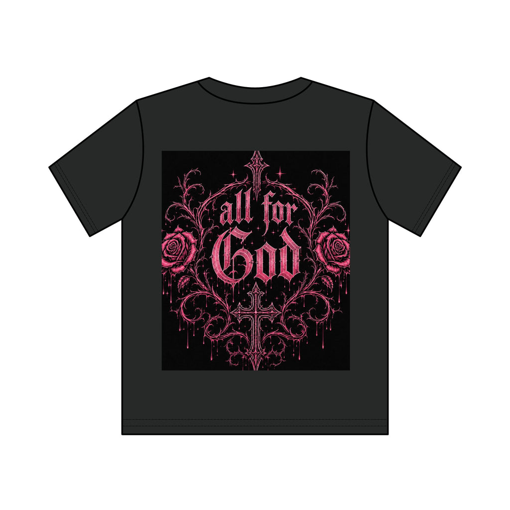 For God Does It All Vintage Wash Tee — Pink Cross Faith Graphic T-Shirt