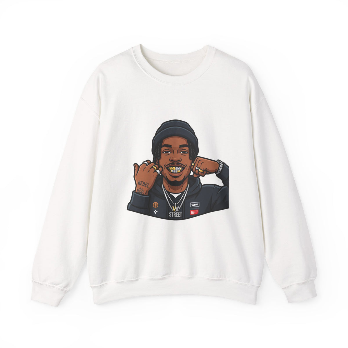 Graphic Crewneck Sweatshirt — Urban Portrait Illustration