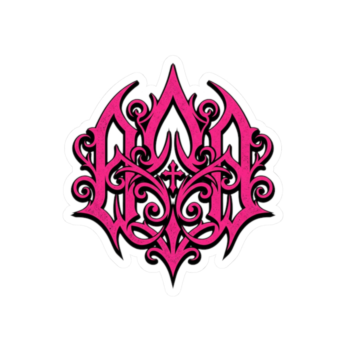 Pink Ornate Gothic Sticker — Kiss-Cut Decorative Laptop Decal