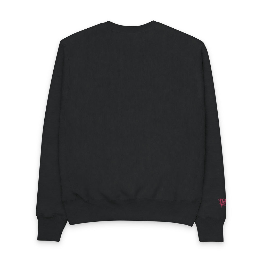 Men's Champion Crewneck Sweatshirt — Black 'Killer' Floral Script Chest & Sleeve Design