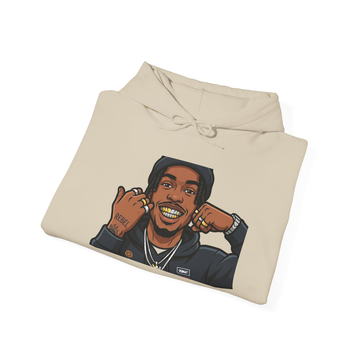 Graphic Hoodie — Smiling Cartoon Portrait Sweatshirt